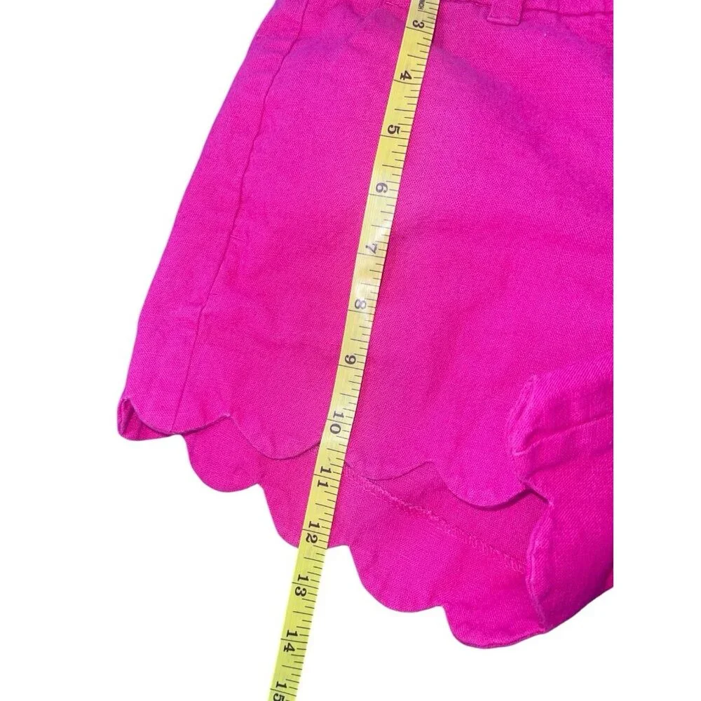 J CREW Women's Size 2 Scallop-Hem Shorts in Begonia Pink Linen Cotton Blend - Picture 5 of 9